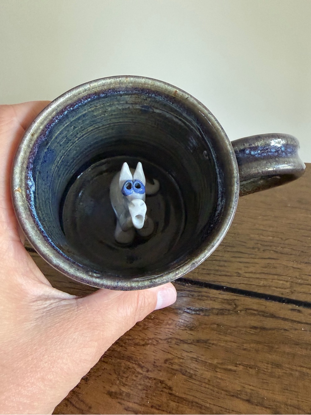 Clay Images Hidden Dog Surprise‎ Mug Coffee Cup Handmade Studio Pottery funny
